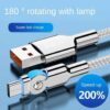 180° Rotational RGB USB Cable for Android – 3A Fast Charging & Quick Data Transfer.