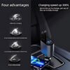 Super Fast Charging 4 in 1 Retractable Car Charger 180 Adjustable USB Car Charger Adapter With Display