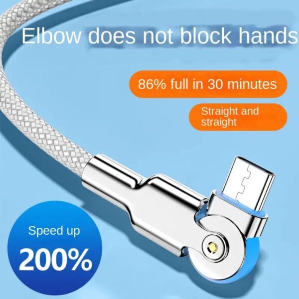 180° Rotational RGB USB Cable for Android – 3A Fast Charging & Quick Data Transfer.