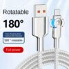 180° Rotational RGB USB Cable for Android – 3A Fast Charging & Quick Data Transfer.