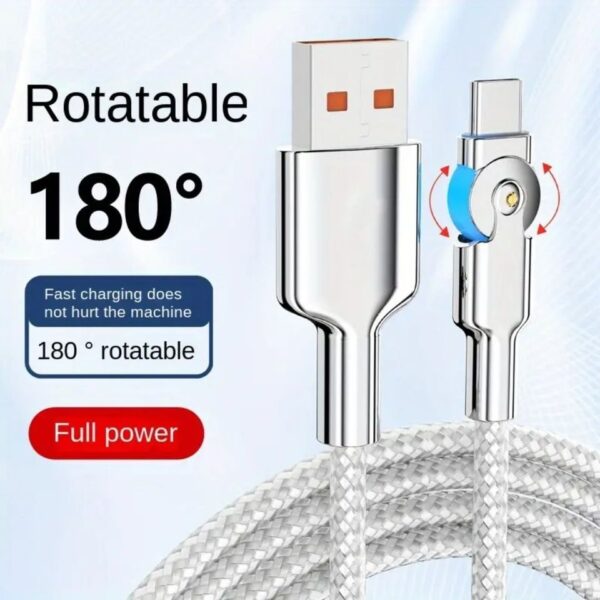 180° Rotational RGB USB Cable for Android – 3A Fast Charging & Quick Data Transfer.